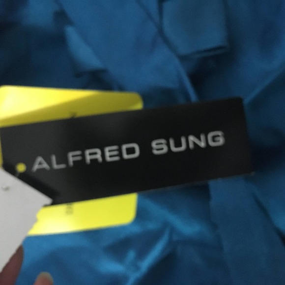 NWT Alfred Sung Women's Mosaic Dupioni Dress Size 10 Blue, Cocktail, Formal, - Picture 10 of 16